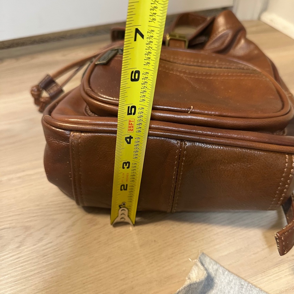 AmeriLeather Brown Leather Drawstring mini Backpack‎ Casual Travel Bag - Picture 10 of 12